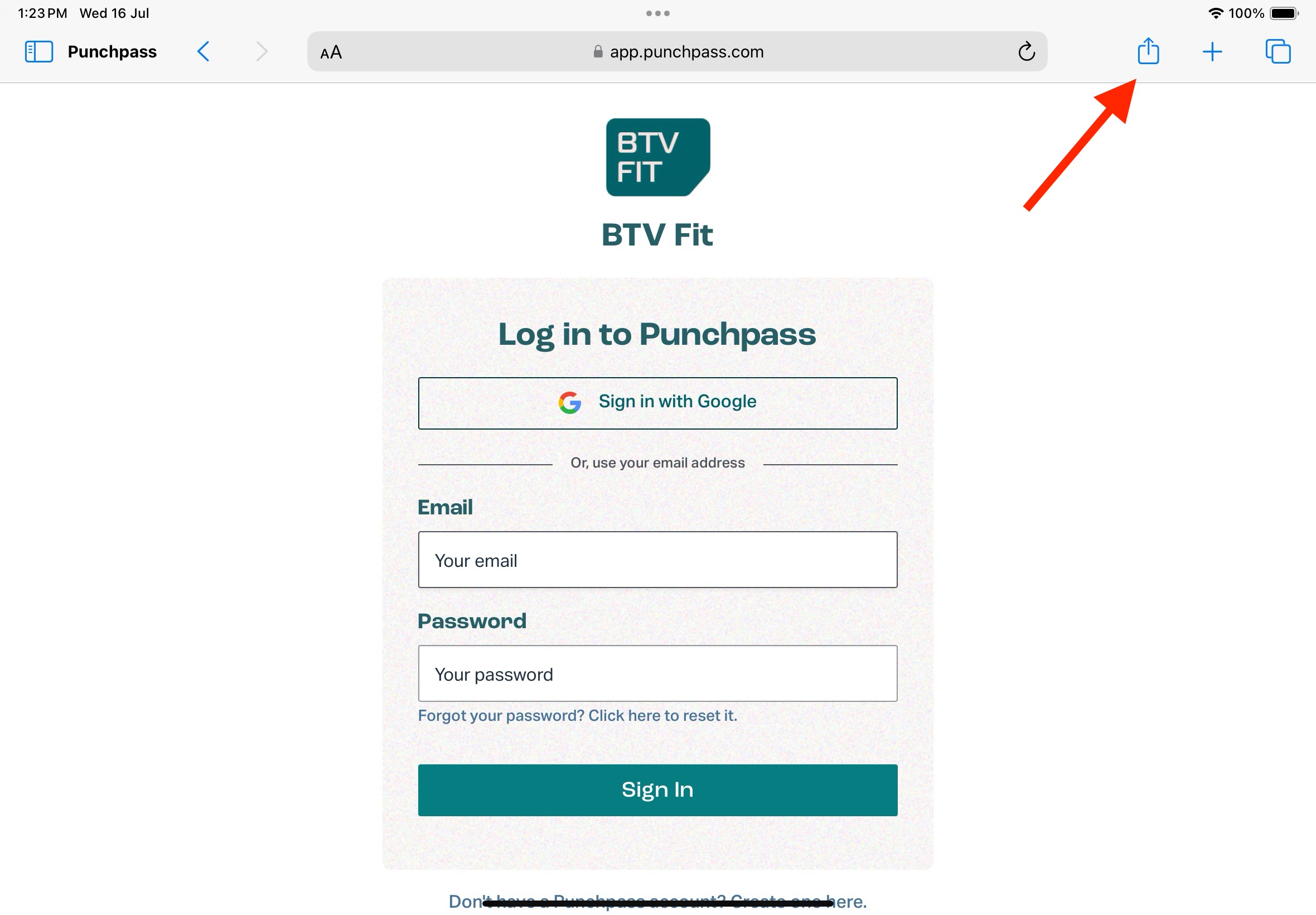 Click on share icon in nav bar